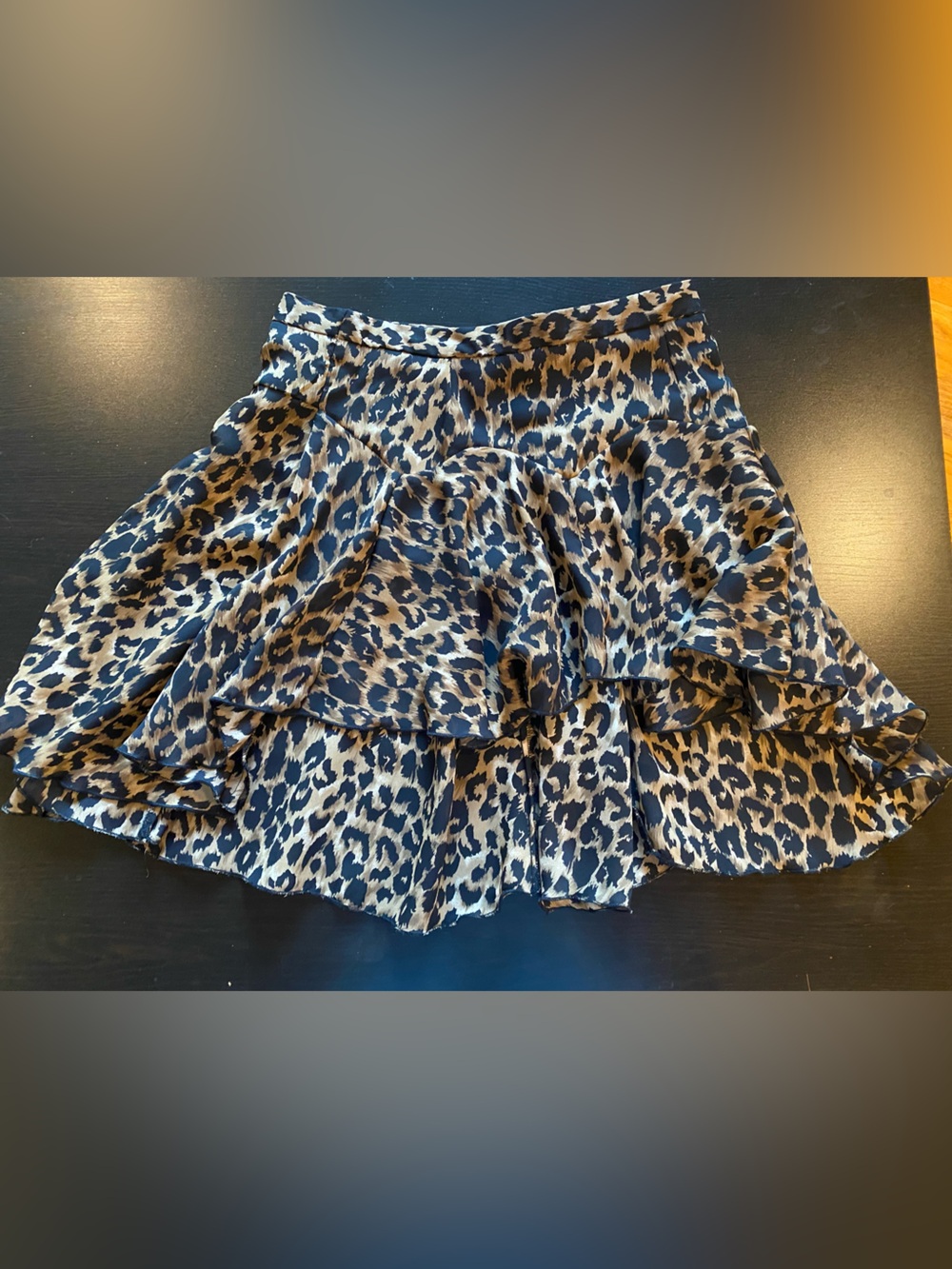 Miss Me Vintage Leopard Print Mini Layered Skirt Size 4/6 Brown Black
